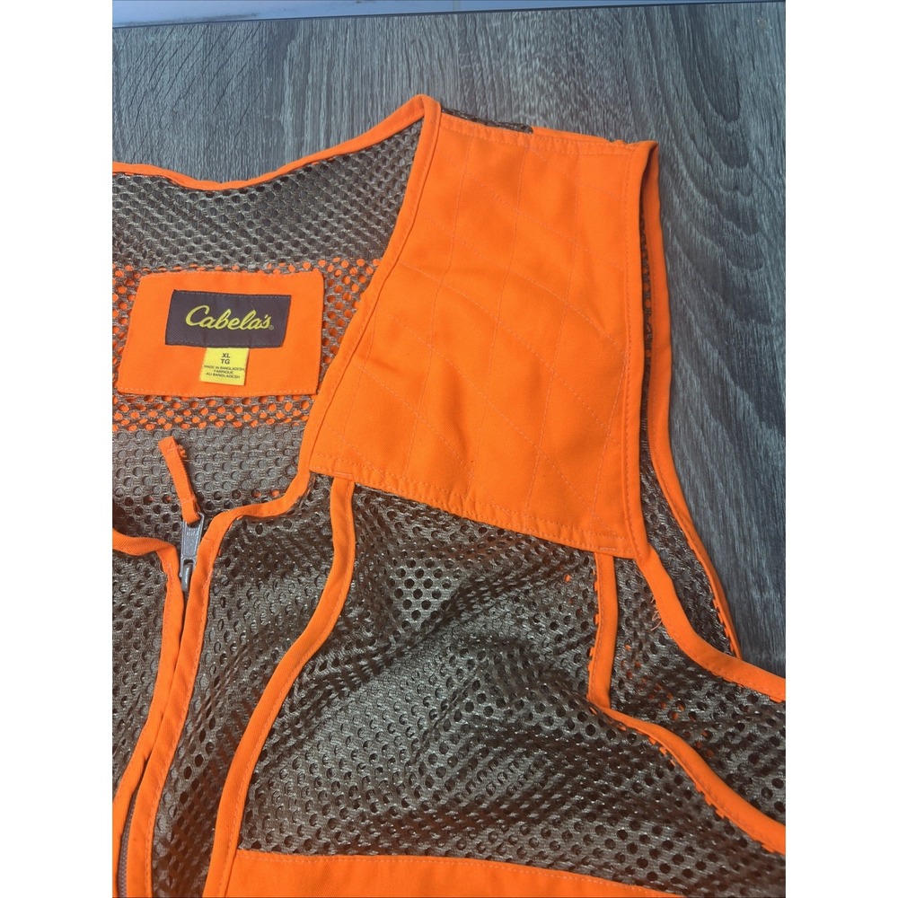 Cabela's Fowl Hunting Vest Mens XL Tan Orange Safety Pocket Storage Bird Duck - Picture 5 of 7